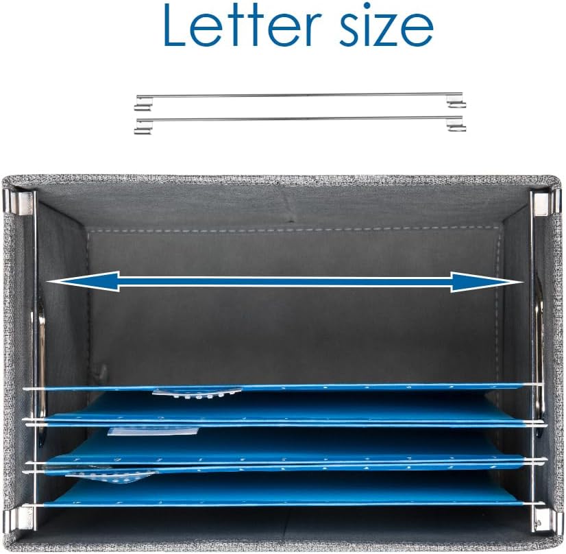 PRANDOM File Organizer Box - Set of 2 Collapsible Decorative Linen Filing Storage Hanging File Folders with Lids Office Cabinet Letter Size Pink (14x9.3x10.8 inch)