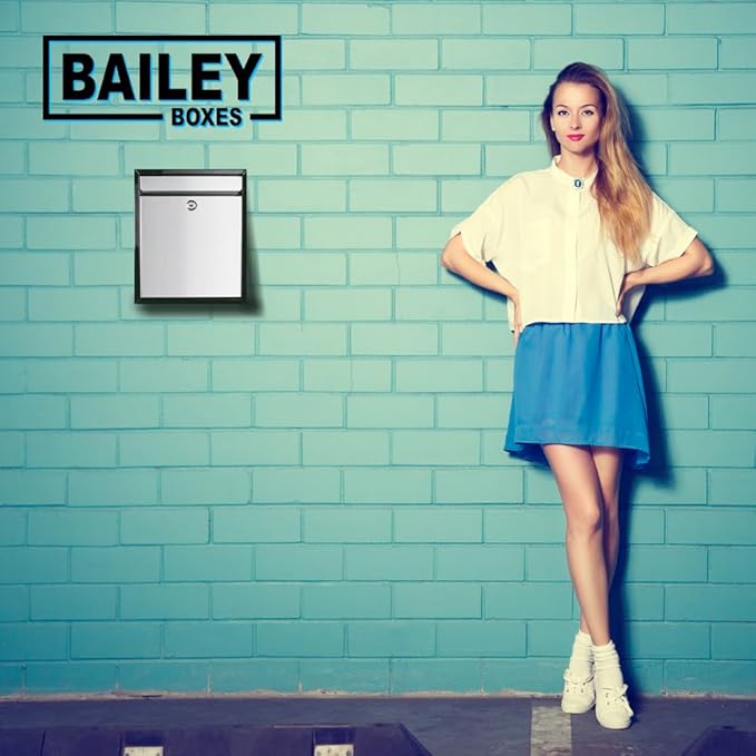 Modern Wall Mounted Locking Small Architectural Mailbox from Bailey Boxes - 12.25" H x 10.25" W x 3.5" D - The Murphy