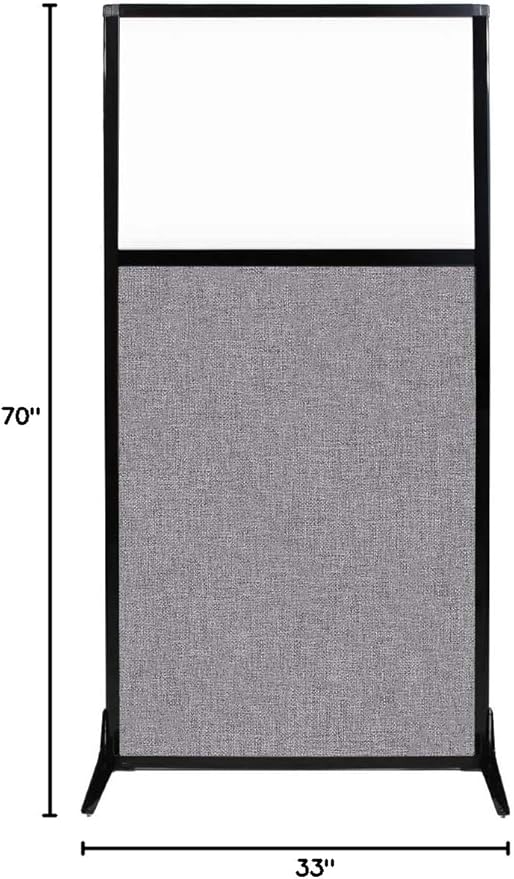 Versare Workstation Partition | Portable Wall Divider | Modern Office Cubicle | Free Standing Privacy Screen | Flexible Work Space | 33" x 70" W/Window, Cloud Gray Fabric Panels