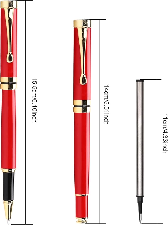YIVONKA Luxury Ballpoint Pens Best Ball Pen Gift Set for Men & Women Professional Executive Office Nice BallPens Classy Gift Box Ballpoint Black Refill Line width 0.5mm (Red Gold)