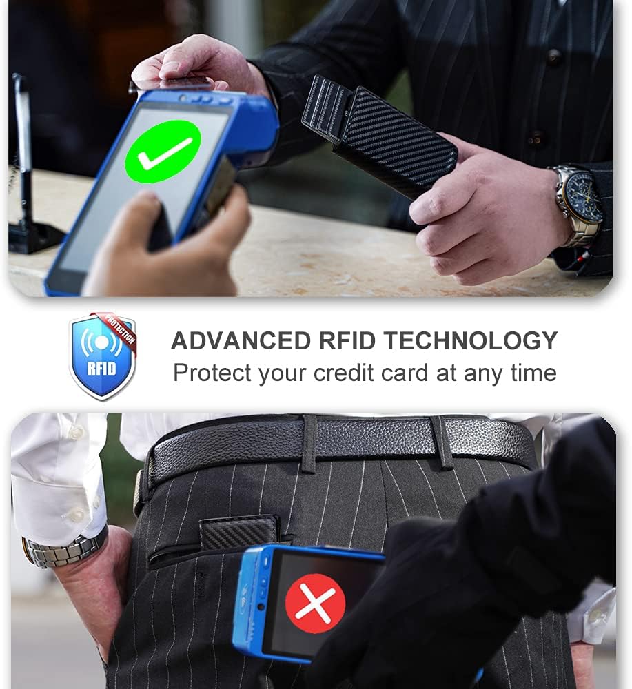 Aiuwo Airtag Wallet for Men,Mens Wallet Card Holder,Smart,Slim,Minimalist Wallet,Credit Cards Holder RFID Blocking Wallet (Airtag Wallet, Carbon Fiber)