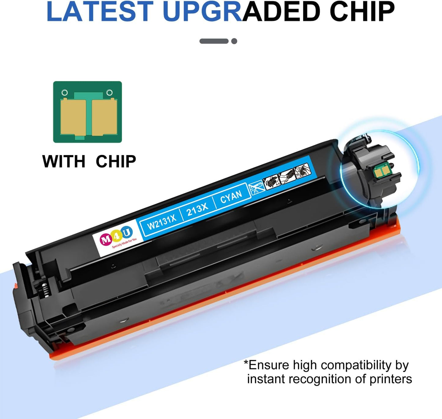 213X Cyan Toner Cartridge(with Chip) W2131X Compatible with 213X Toner Cartridges for Enterprise 5700dn 6700dn 6701dn, MFP 5800 6800, Flow MFP 5800 6800(1Pack, Cyan)