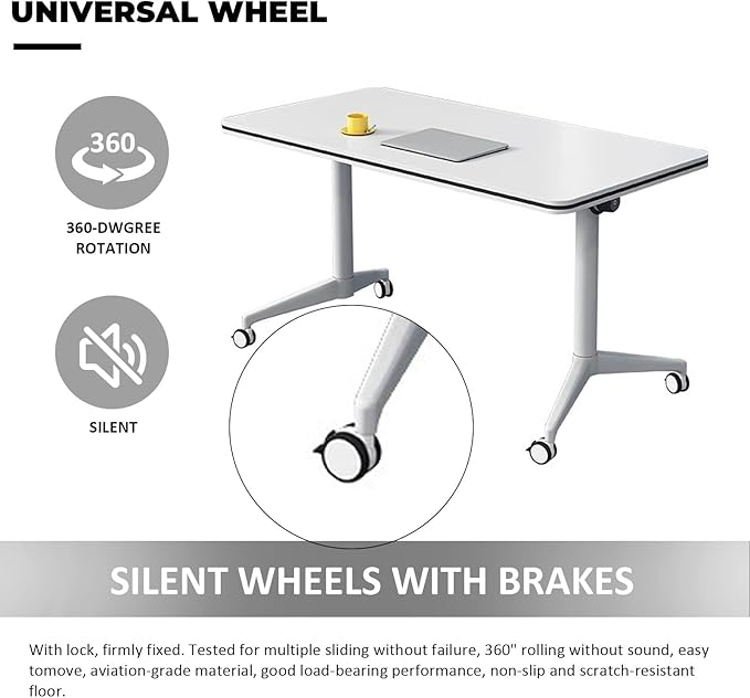 Conference Table Folding Conference Table, Modern Conference Room Table White Meeting Table Flip Top Large Mobile Training Tables, Mobile Training Seminar Tables for Office Classroom (4pack 55.1in)
