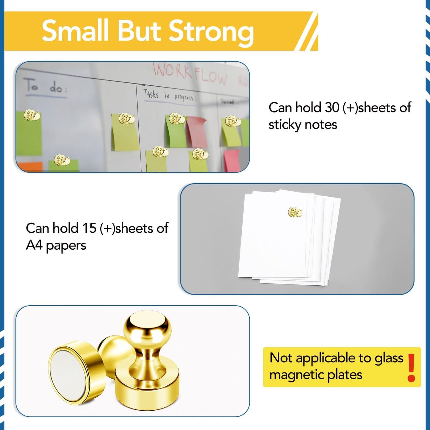 LOVIMAG Fridge Magnets, 18Pcs Refrigerator Magnets Strong Fridge Magnets for Whiteboard, Small Magnets Gold Magnets for Kitchen Accessories,Office Aaccessories,Fridge Accessories, Decorative Magnets