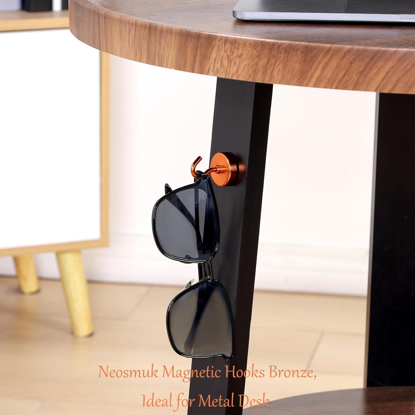 Neosmuk Magnetic Hooks Heavy Duty,Strong Magnet with Hook for Fridge, Super Neodymium Extra Strength Industrial Hooks for Hanging, Magnetic Hanger for Toolbox, Cruise, Grill(Bronze,4 Pack)