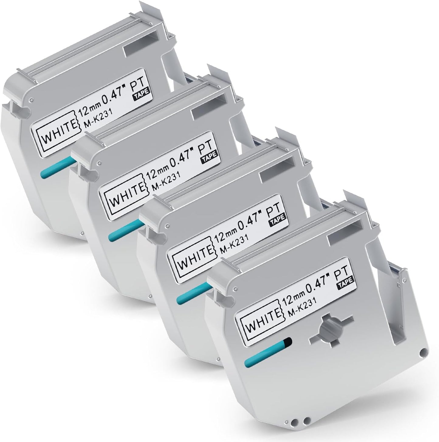 4 Pack M-K231 M Tape 12mm Compatible with M-K231s Brother Label Tape Black on White 0.47 Inch for P Touch PT-M95 PT95 PT65 PT-65 PT70 PT85 PT90 Label Maker Tape Refill