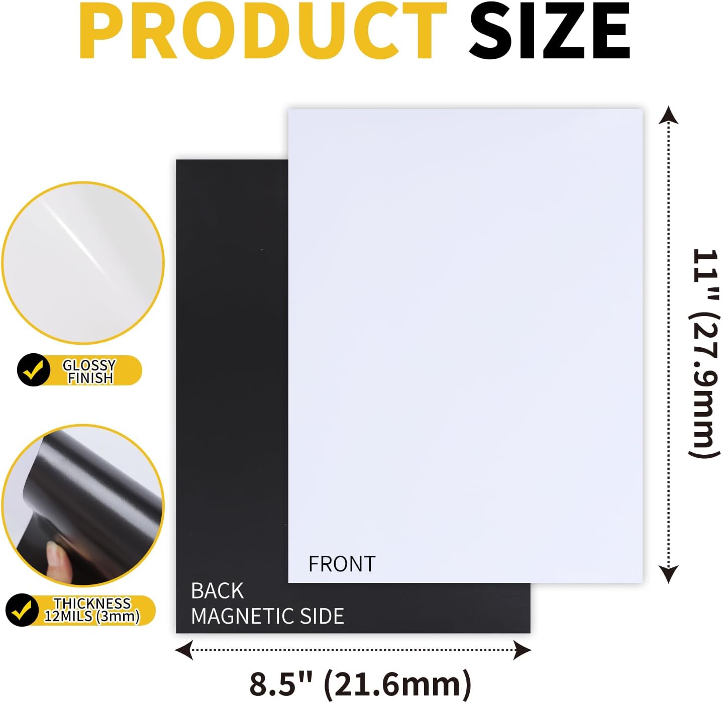 30 Sheets 8.5x11 Inches Printable Magnetic Sheets for Inkjet Printers, Glossy White Magnetic Print Paper, 12mil Thickness, Flexible Magnet Photo Paper for Refrigerator DIY Crafts