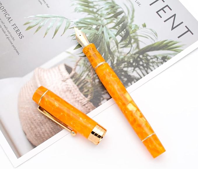 JINHAO 100 Fountain Pen with Ink Converter (Medium Nib 0.7mm, Gold Stone)