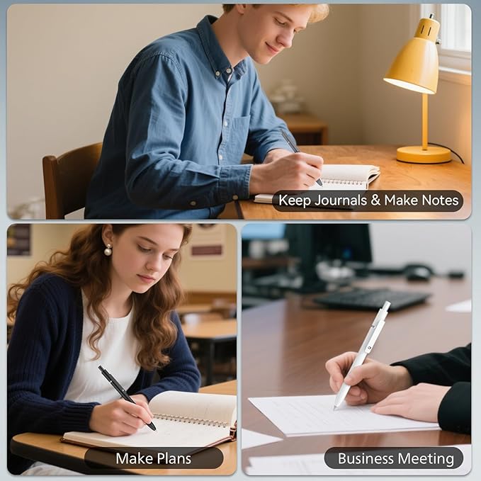 Gel Pens, 6 Pcs 0.5mm Fine Point Black Ink Pen With Smooth Writing, Office Desk Accessories, School Supplies Gifts for Men Women, Quick Dry Pens For Journaling, Black/Gray/White