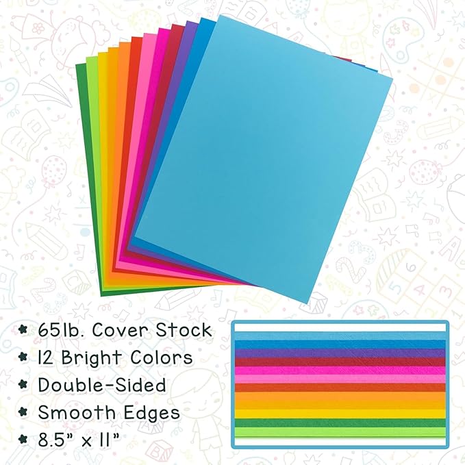 Hygloss White Cardstock - 8.5x11-Inch, 90 Sheets, 65 lb/ 176 gsm, Fade-Resistant, Acid-Free Color Card Stock Paper