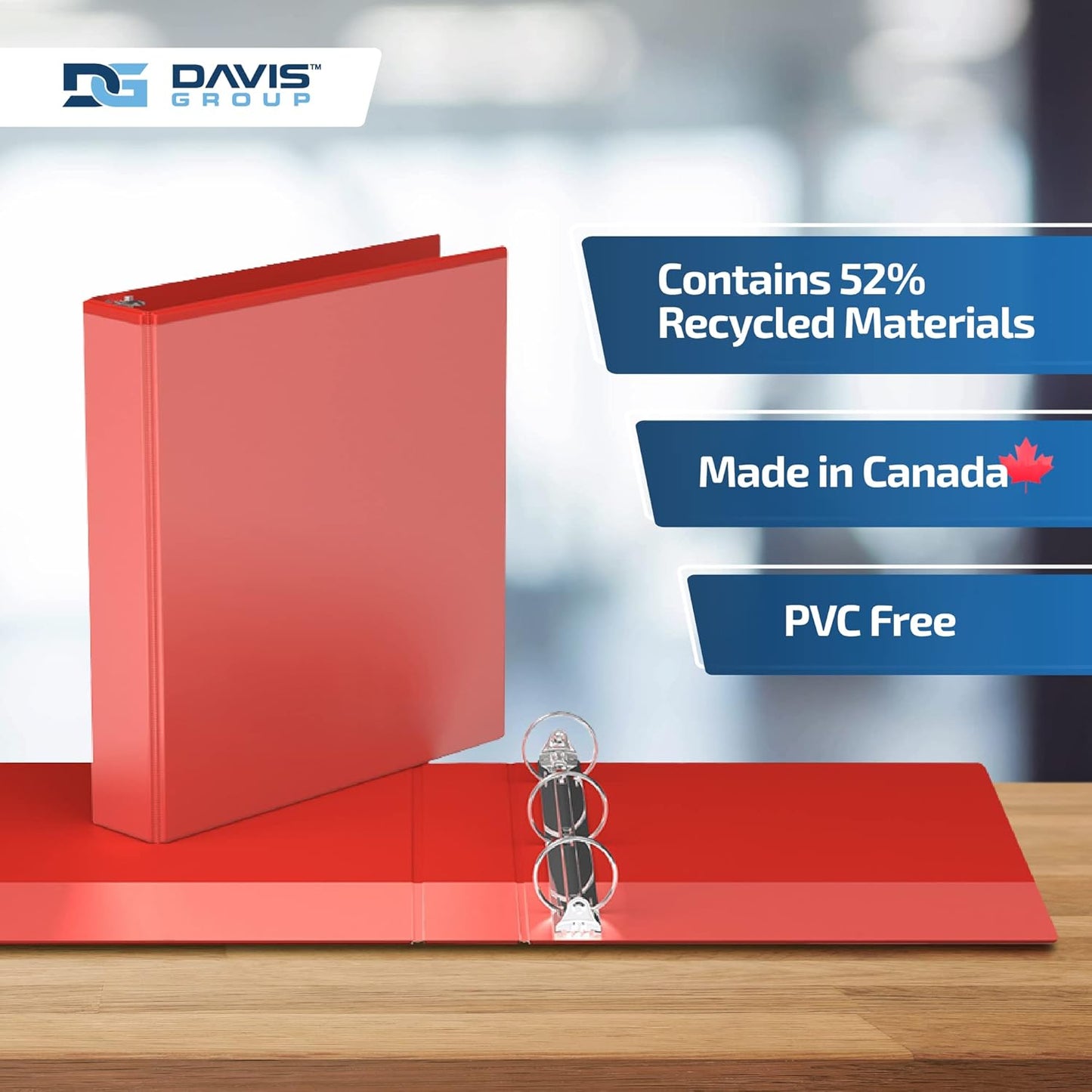 Easyview Premium 3-Ring Binders with Clear-View Covers and Round Rings, Binders for School or Office, 1.5 Inch, Pack of 6, Red