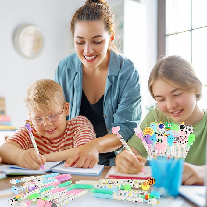 LiYiQ 24 PCS Erasable Pens Fun Cute Pens for kids Fidget Pens Blue Pens Kawaii Pens Stress Relief Rotating Pen for School, Office, Home Supplies