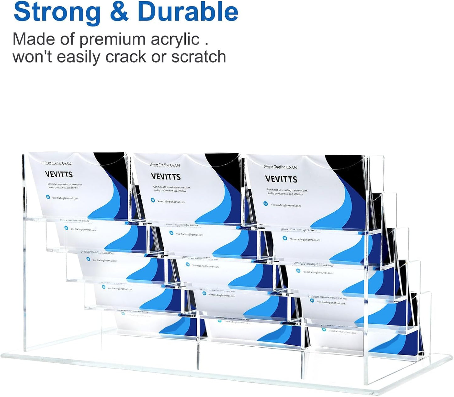 Acrylic Business Card Holder for Desk Multiple Business Card Holders Business Card Organizer Business Card Display Rack Clear Plastic Business Card Stand for Home Office (15 Slots)