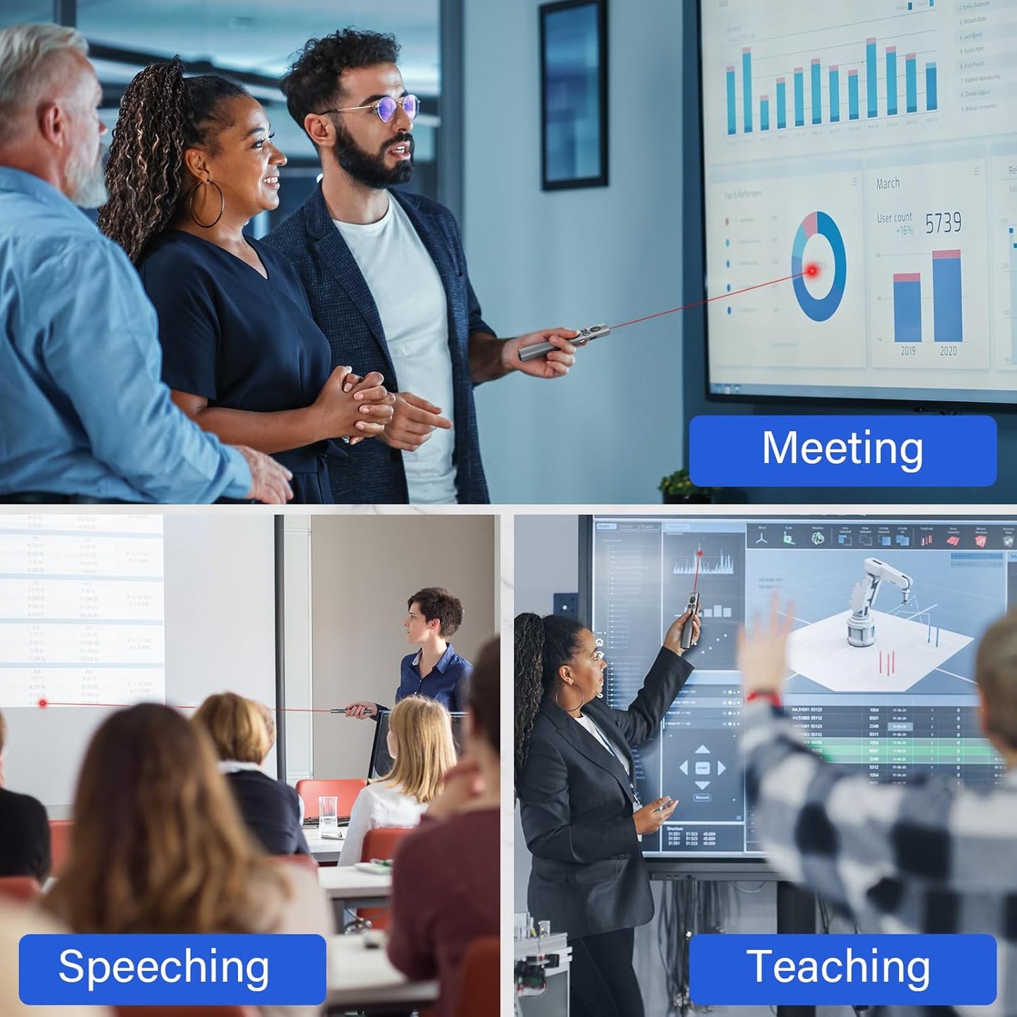 Presentation Clicker Wireless Presenter Remote Clicker, Clicker for Powerpoint Presentations,2-in-1 USB A/USB C Powerpoint Clicker for Google Slide Advancer & Volume Control, Presenter Remote for Mac