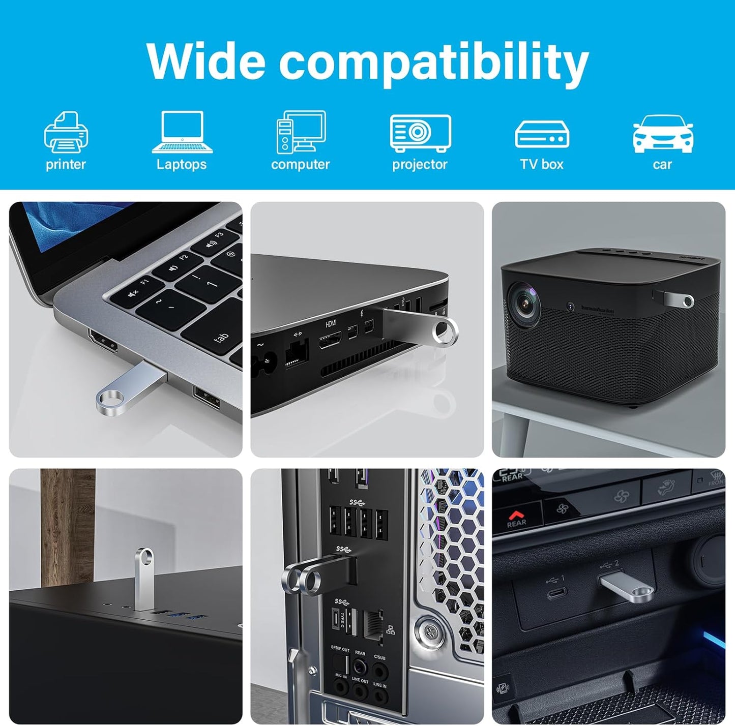 ABLAZE 64GB Flash Drive 2 Pack, Metal USB 2.0 Thumb Drives with Keychains USB Stick Pendrive (Sliver)