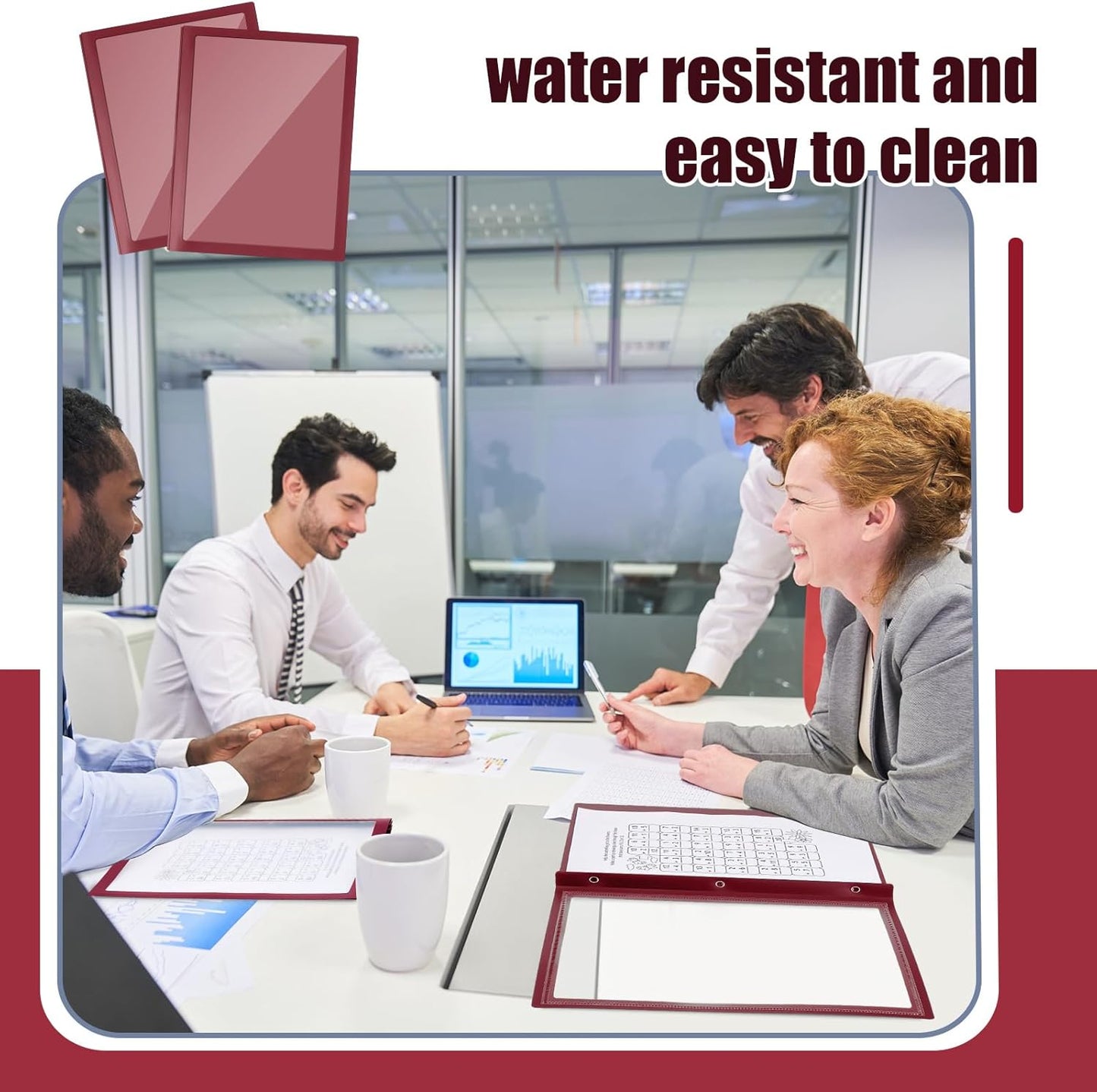 Teling 36 Pcs Report Covers with 3 Prong Fasteners Clear Front Presentation Folders Frame View Poly Report Folder Presentation Binder for Paper Document School Office (Red)