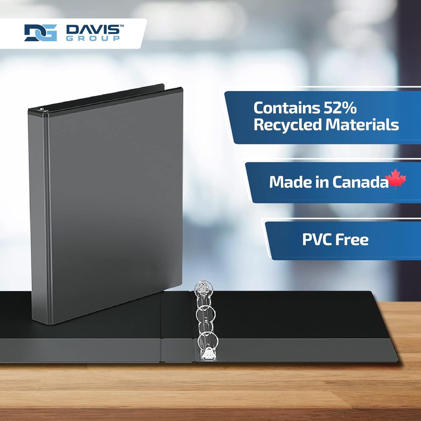 Easyview Premium 3-Ring Binders with Clear-View Covers and Round Rings, Binders for School or Office, 1 Inch, Pack of 6, Black