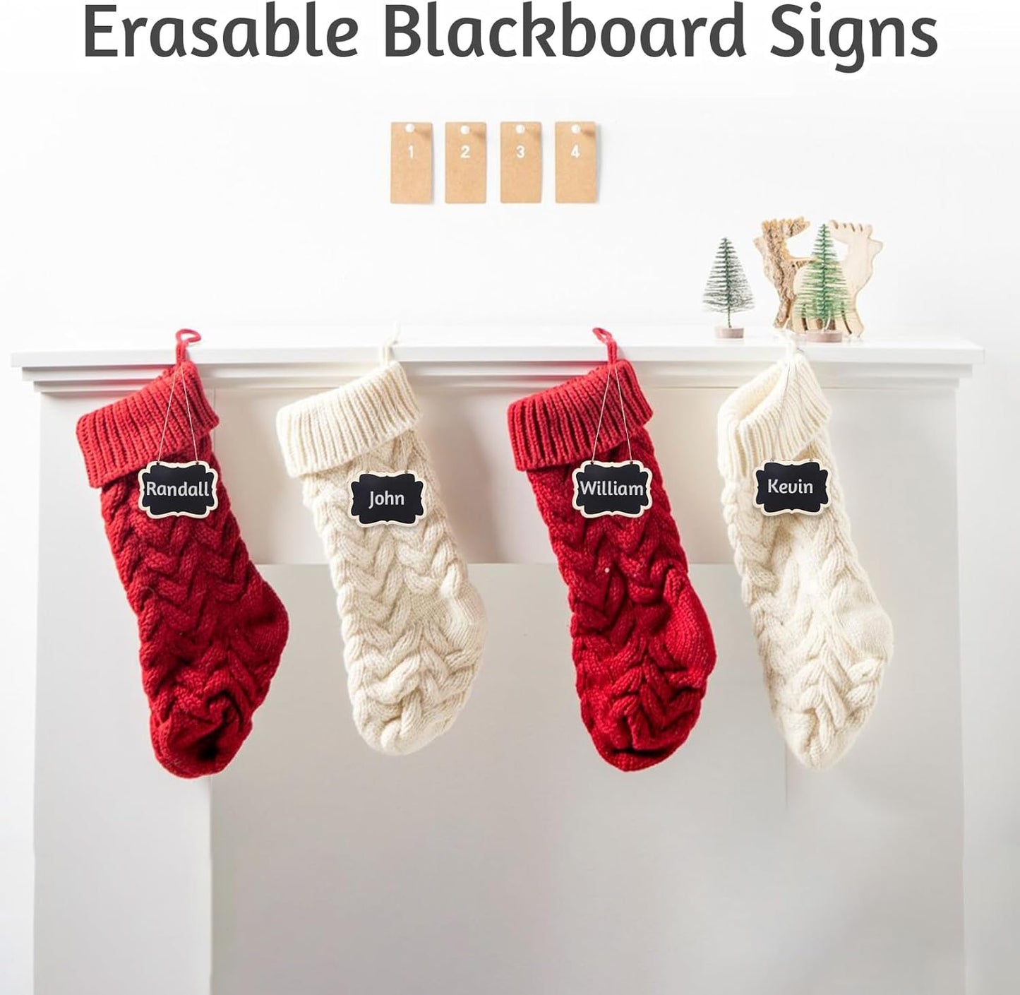 20Pcs Mini Chalkboard Signs,Chalkboard Tags with String,Hanging Small Chalkboard Sign,Wooden Erasable Price Message Tags Blackboard,Double-Sided Hanging Food Labels for Party Buffet