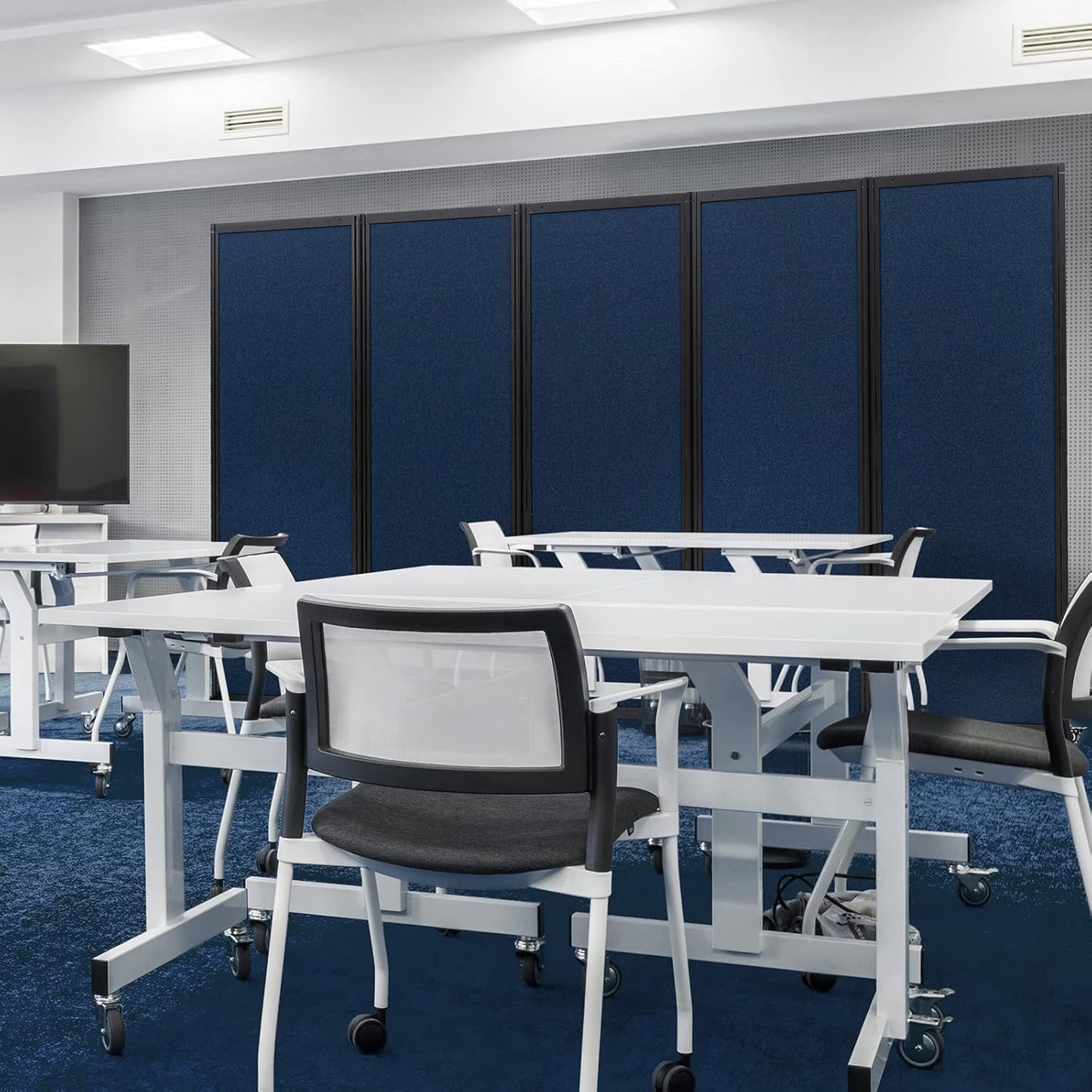 Room Partition,Office Divider,Portable Commercial Screen Dividers,Privacy Partition Separator,Classroom School Dividers,8'5"L* 6'7"H,4 Panel,Blue