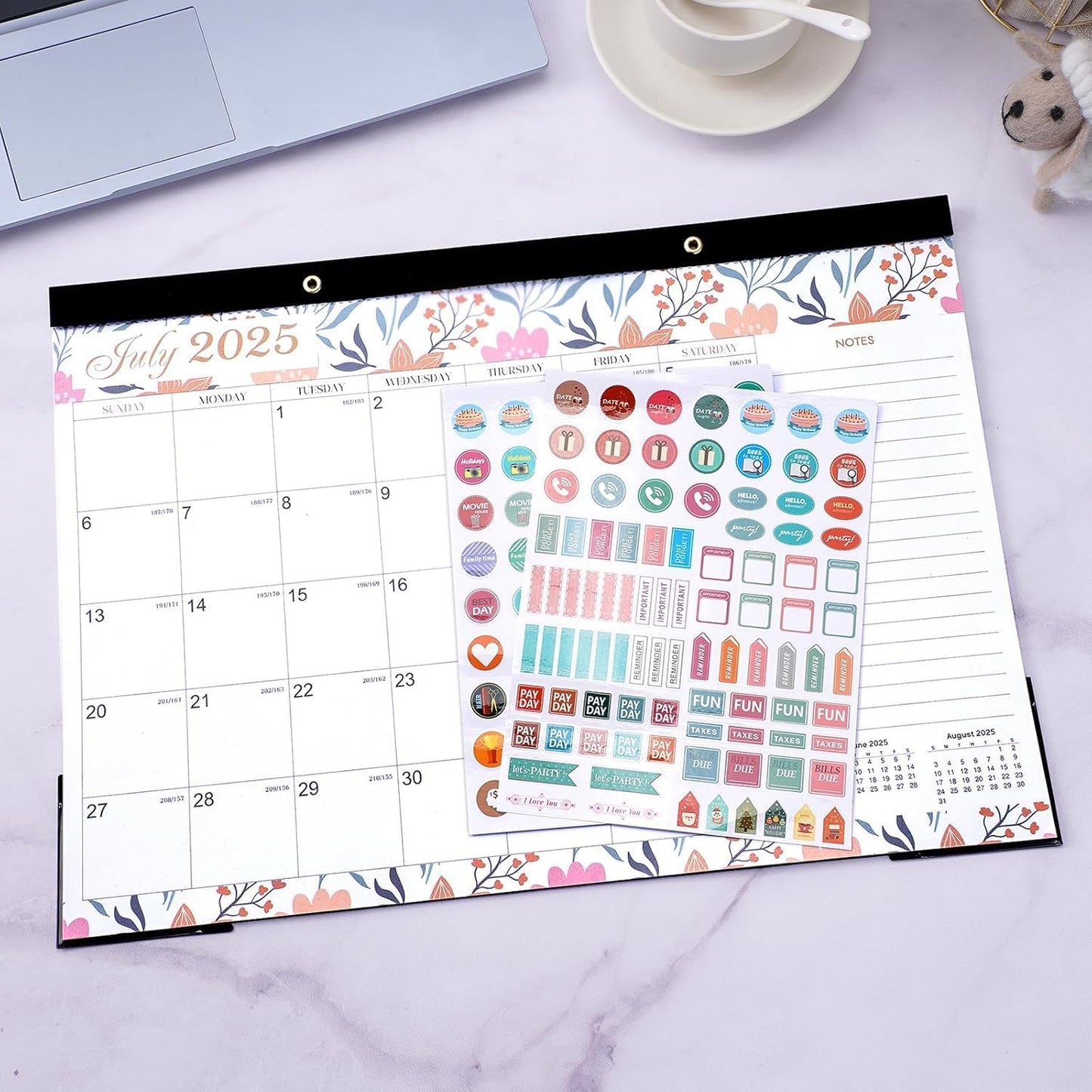 Lateefah Desk Calendar 2025-2026, Runs July 2025 to December 2026, 2025 Desk Pad Calendar with to-do List, 18 Monthly 17" x 12" Desk Calendar for School, Home or Office