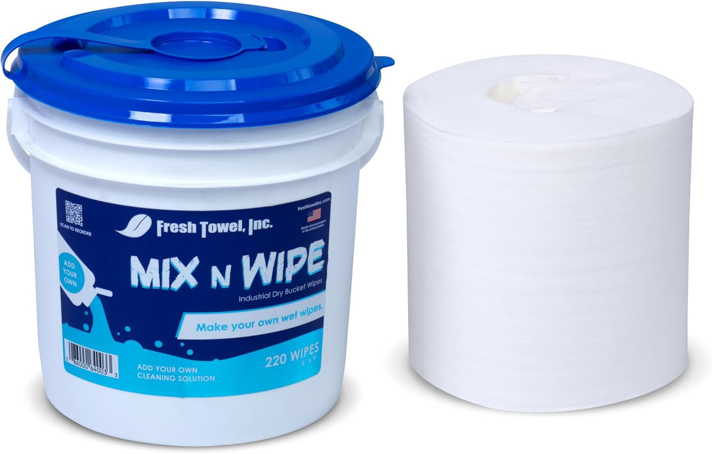 Fresh Towel Mix-N-Wipe Dry Wipes Refill, 1-Pack (220 Sheets) – Make Your Own Wet Wipes – 6" x 9" Sheets – Bulk Paper Towels