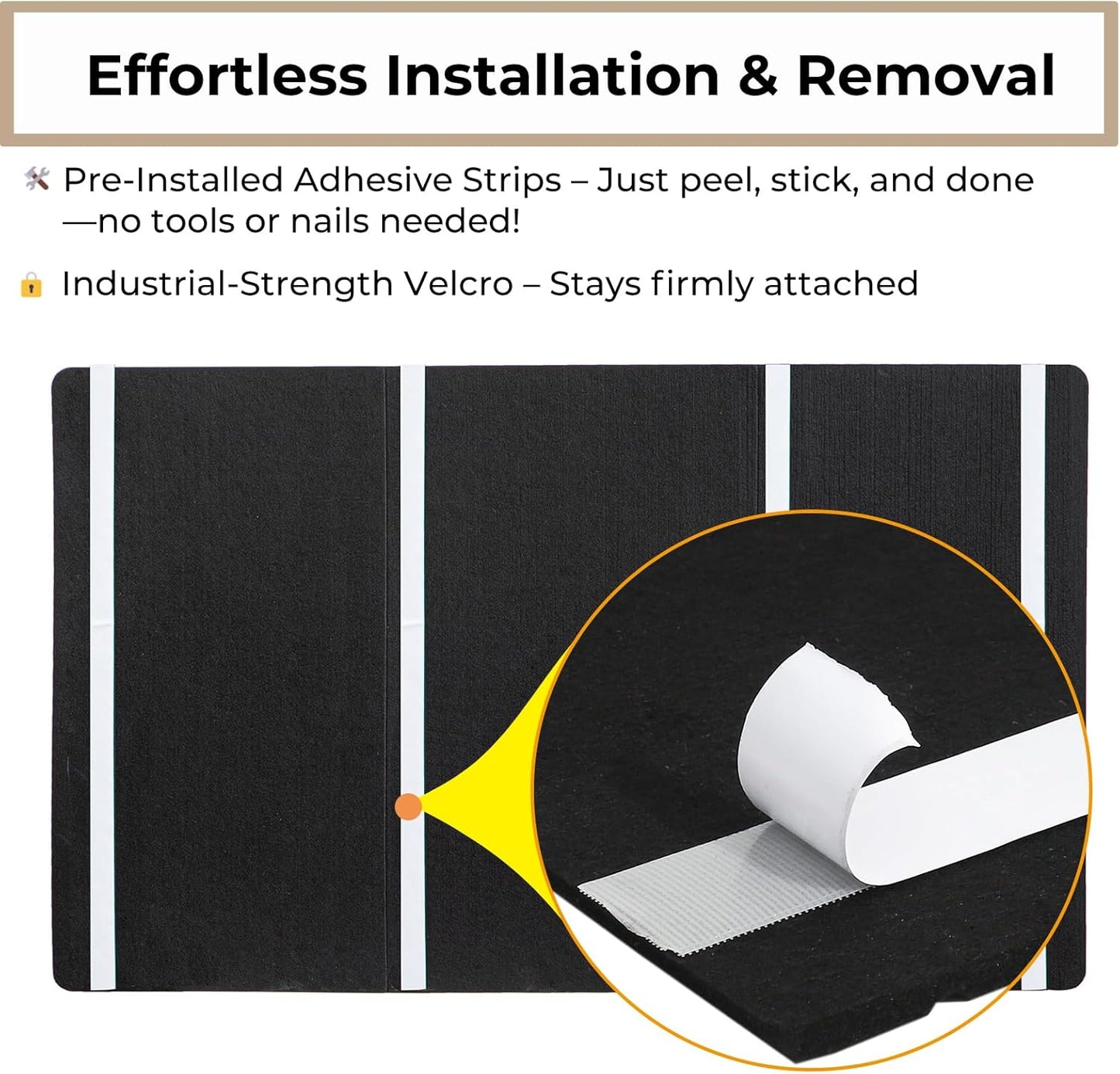 48"x36" Large Bulletin Board for Wall | Foldable Felt Notice Board with 30 Push Pins | Self-Adhesive Message Board for Office, Home & Classroom Decor (Black)