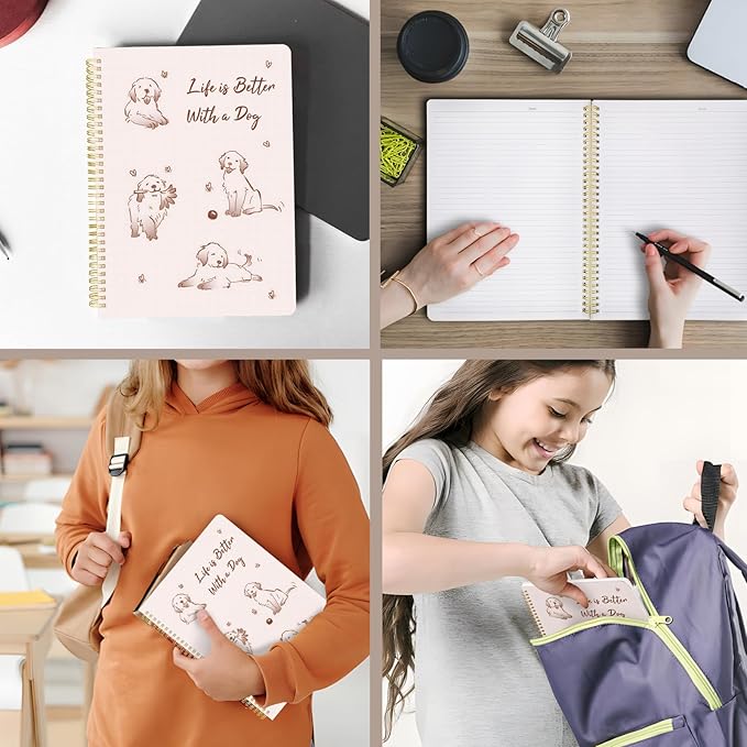 Cute Spiral Notebook journal A4 Aesthetic Pretty Design for Women Girls Kawaii with Pocket, 8.5 x 11 inch, Lined, Better Dog