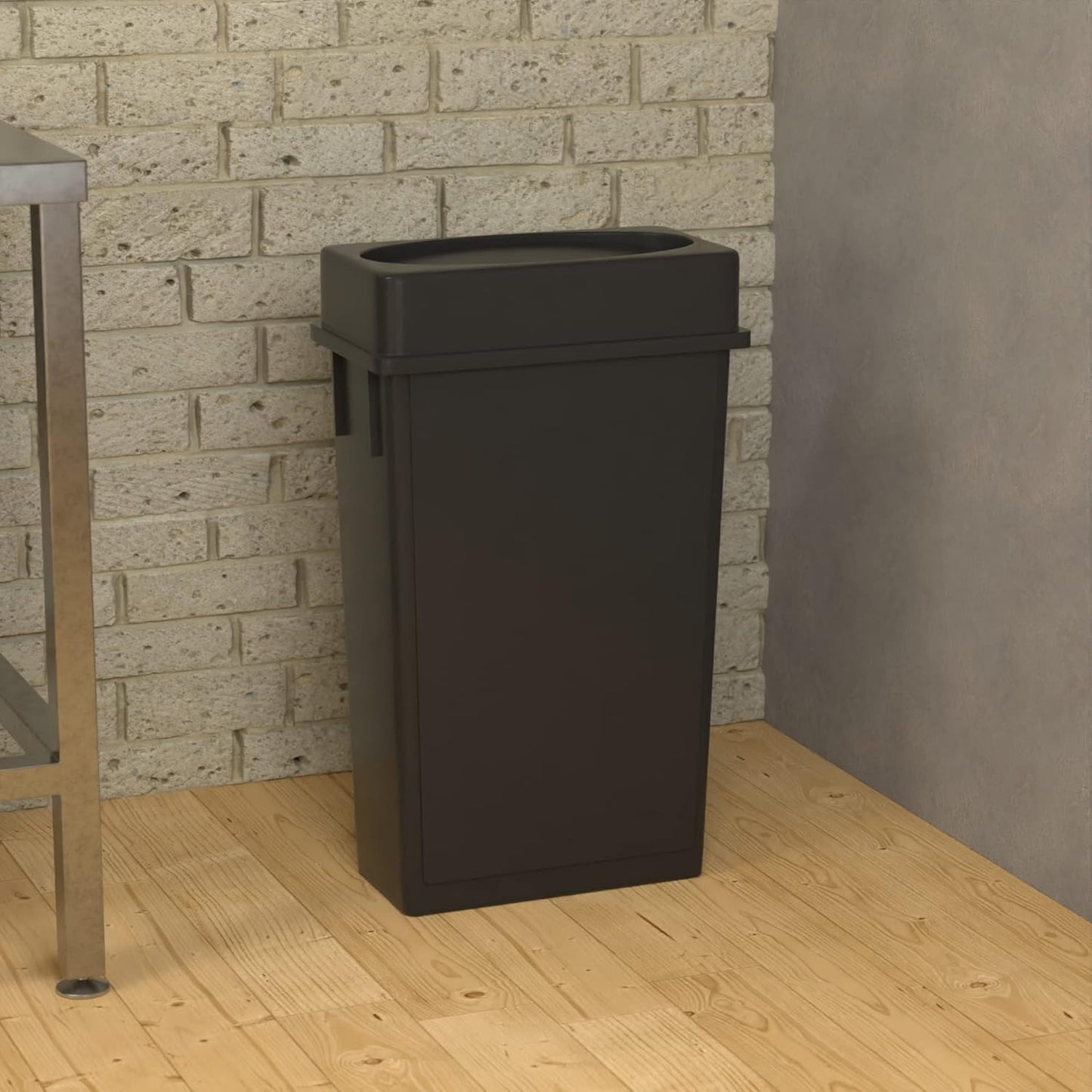 23 Gallon Black Slim Jim Trash Can with Drop Shot Lid