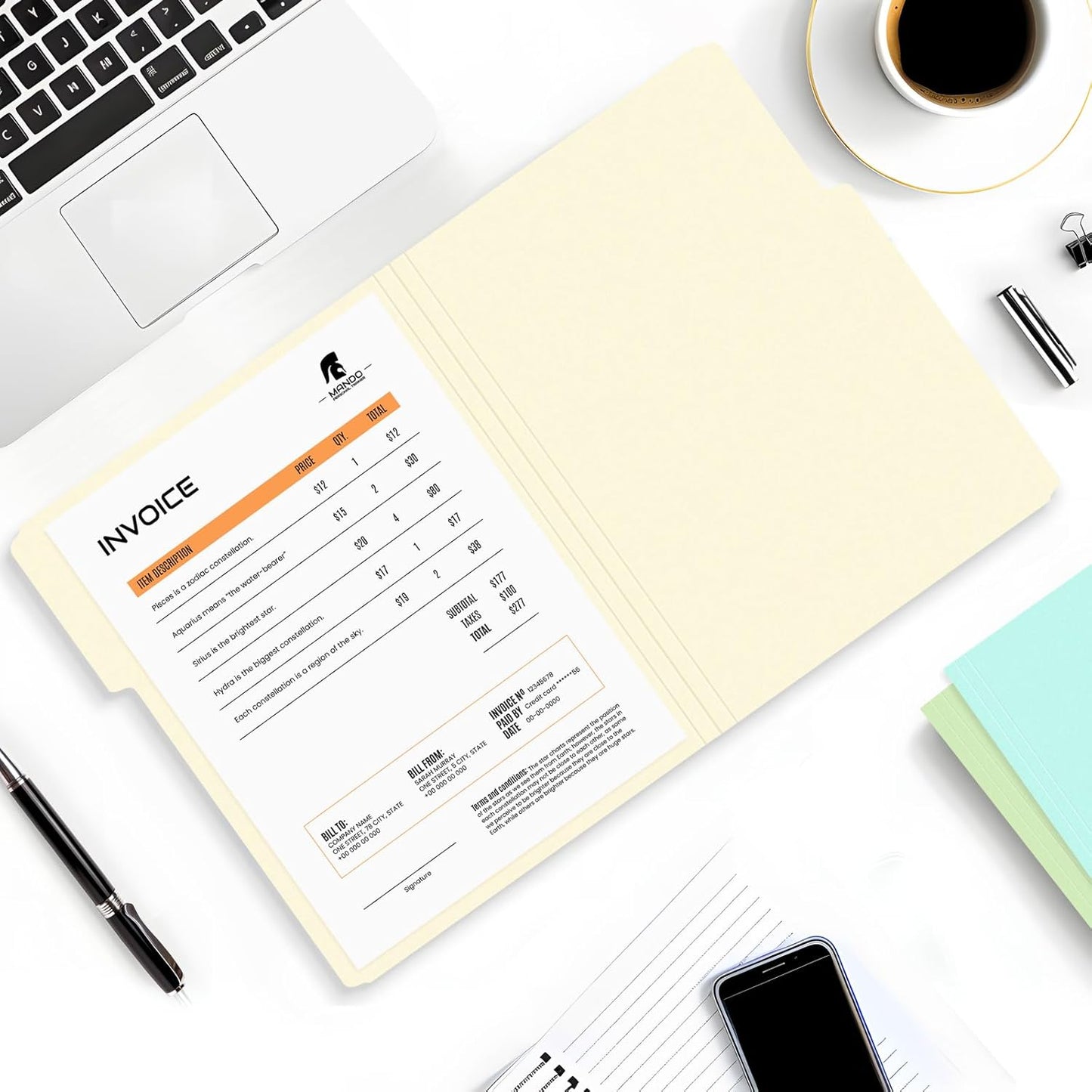 SUNEE File Folders, 100 Pack Manilla Folders 8.5 x 11, 10 Colors Folder Office Organization Home School Folders for Documents Files Paper