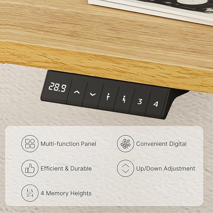 FLEXISPOT EN2 Whole-Piece Standing Desk with Clamp Power Strip, 48 x 24 Electric Stand Up Height Adjustable Desk with Cable Management (White Frame + 48" Maple Top)