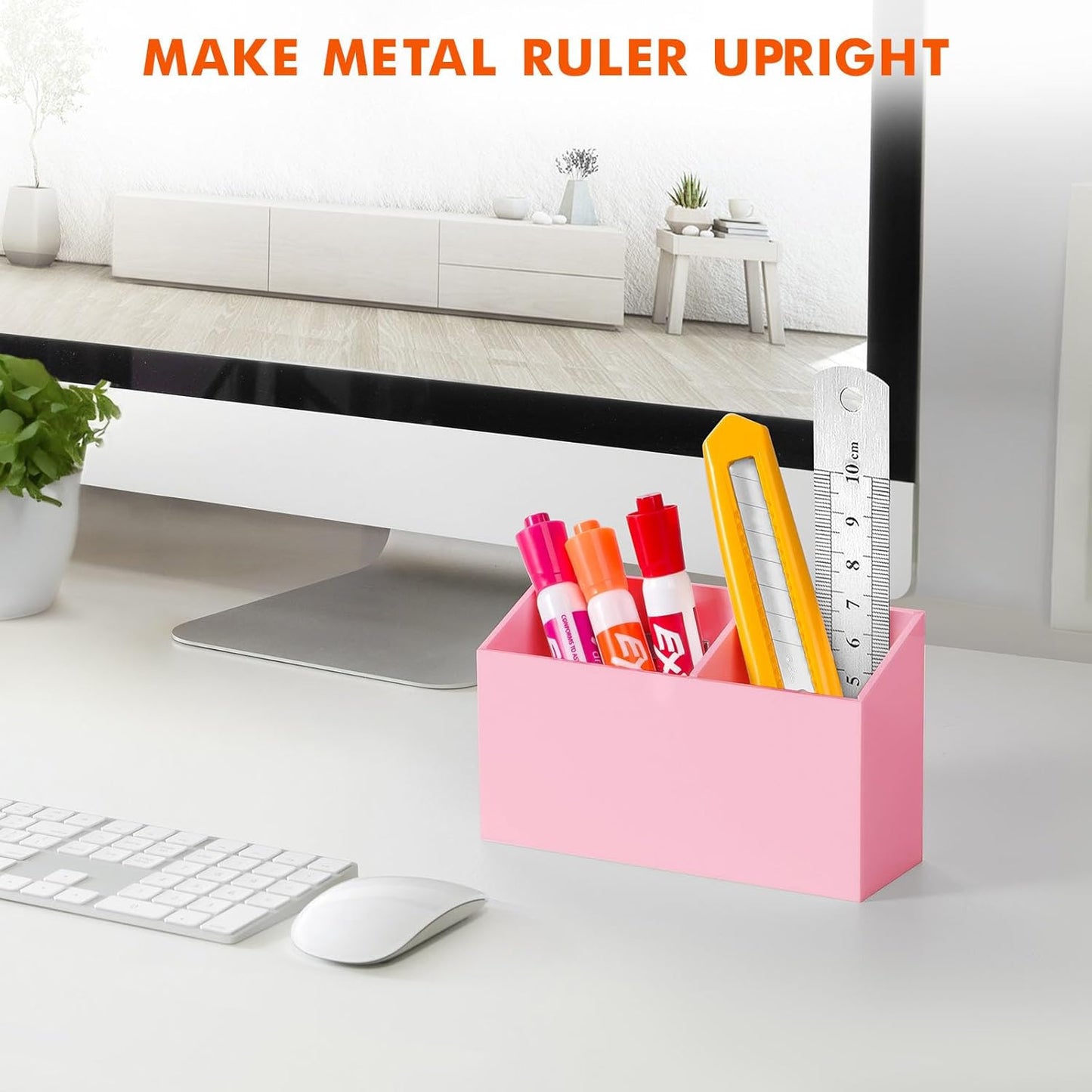 BEYGORM Magnetic Dry Erase Marker Holder for Whiteboard,Non-slip Acrylic Magnet Pen Holder for Fridge Refrigerator,Locker Organizer for Work,Locker Accessories,Pencil Cup for Desk(Pink)