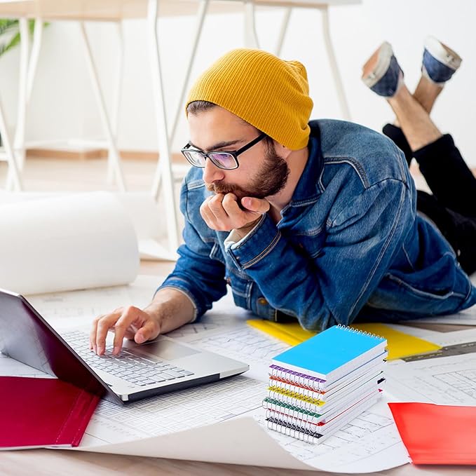 72 Pcs Small Pocket Notebooks 3 x 5 Inch Mini Memo Spiral Notepads Top Bound College Ruled Lined Note Pads for Back School Office Journaling Noting, 75 Sheets/Pad (Rainbow)