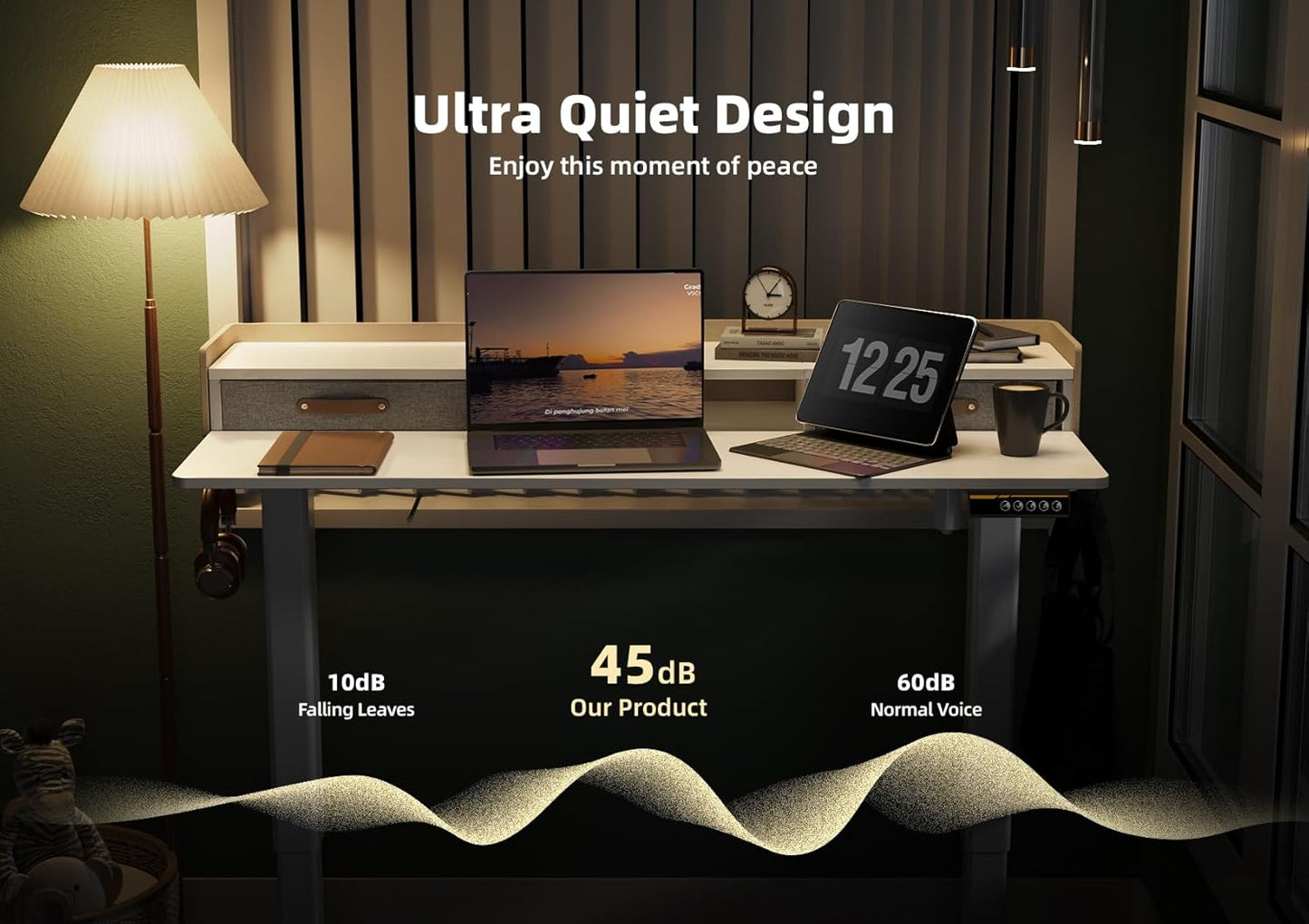 YDN Electric Standing Desk with Drawers, Adjustable Height Stand Up Desk, 48 inch Electric Sit Stand Computer Desk for Home Office, White