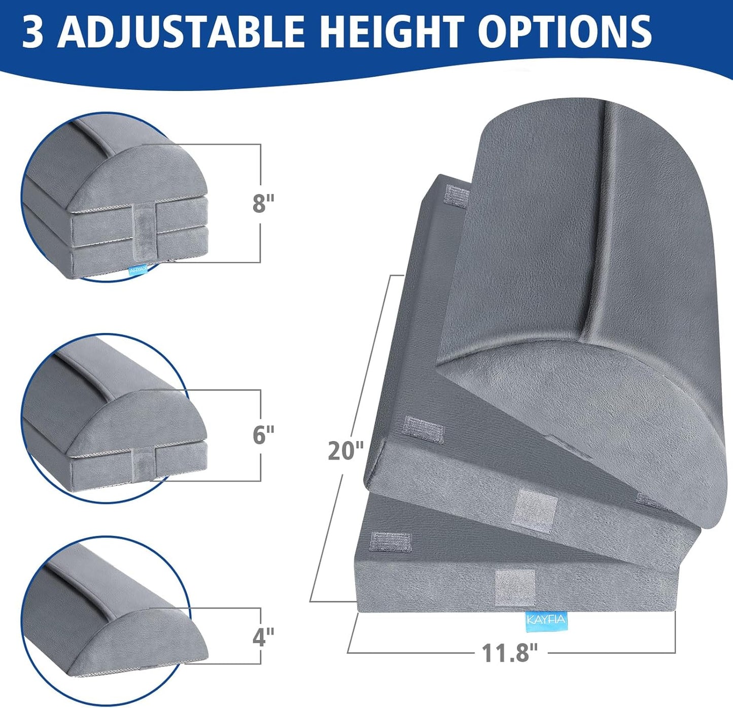 XXL(20in) Foot Rest for Under Desk at Work with 3 Adjustable Heights, Foot Stool with Bamboo Charcoal Foam, Feet Warm Pocket Footrest for Office Gaming Chair, for Leg Support -Gray