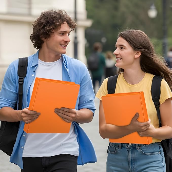 ViVin Sturdy 1 Inch D Ring Binders, 3 Ring Binders with 2 Pockets, Hold 225 Sheets of US Letter Size Paper for Office,Home,School, 6 Pack (Orange)