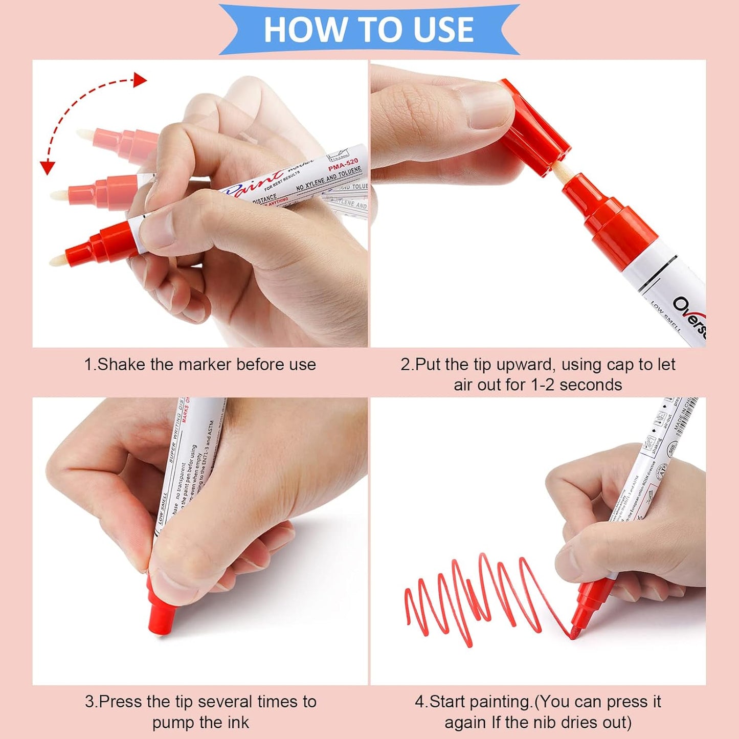 Paint Pens Paint Markers - Black Permanent Markers 8 Pack, Oil Based Waterproof Quick Dry Medium Tip Marker Pen for Metal, Wood, Fabric, Plastic, Rock, Stone, Mugs, Canvas, Glass, Art Craft