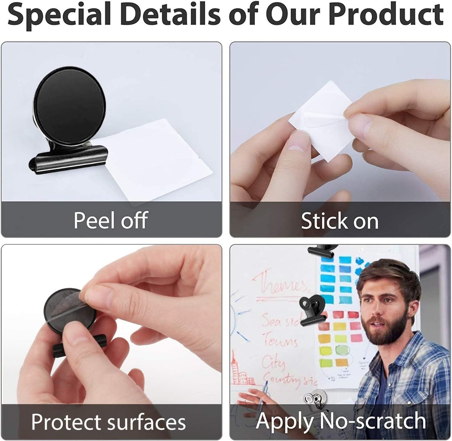 VNDUEEY 200 Pack Black Magnetic Clips Fridge Magnets, Magnetic Paper Clip, Whiteboard Magnets Refrigerator Magnet, Strong Magnets with Clips for Home, Office,Teaching