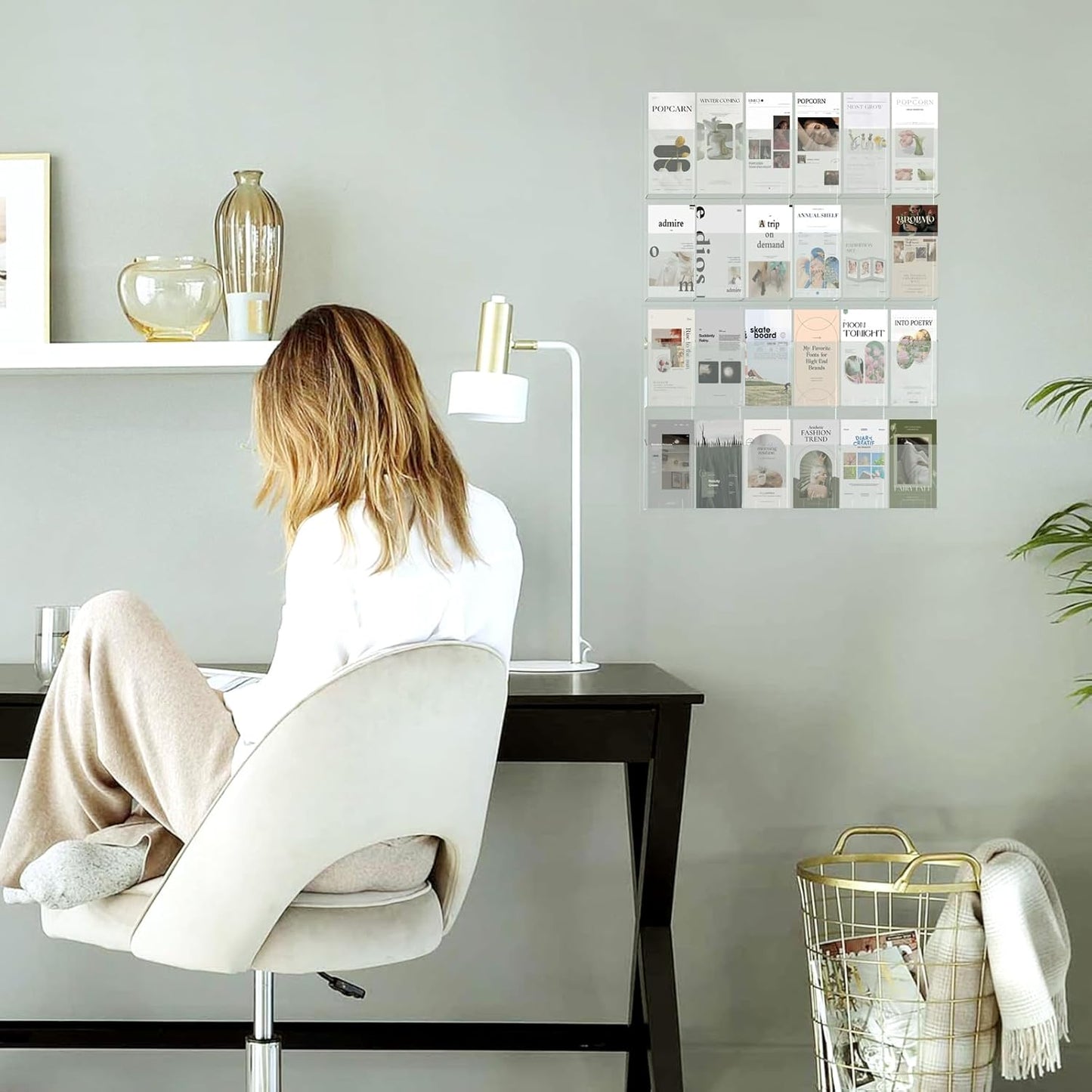 Acrylic Brochure Pamphlet Holder, 24 Clear Wall Mount Display Holders, Trifold Flyer Rack, Literature Storage Rack for Home, Offices, Waiting Room