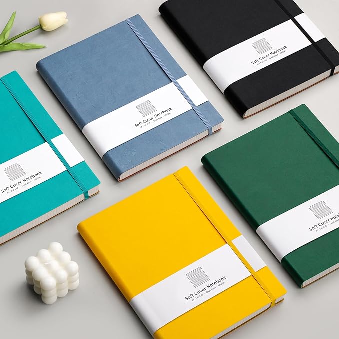 AHGXG Graph Paper Notebook - 320 Pages Grid Paper Notebook Large Journal B5, 100gsm Thick Graph Paper, Leather Softcover, Inner Pocket, 7.6'' X 10''- GrayBlue