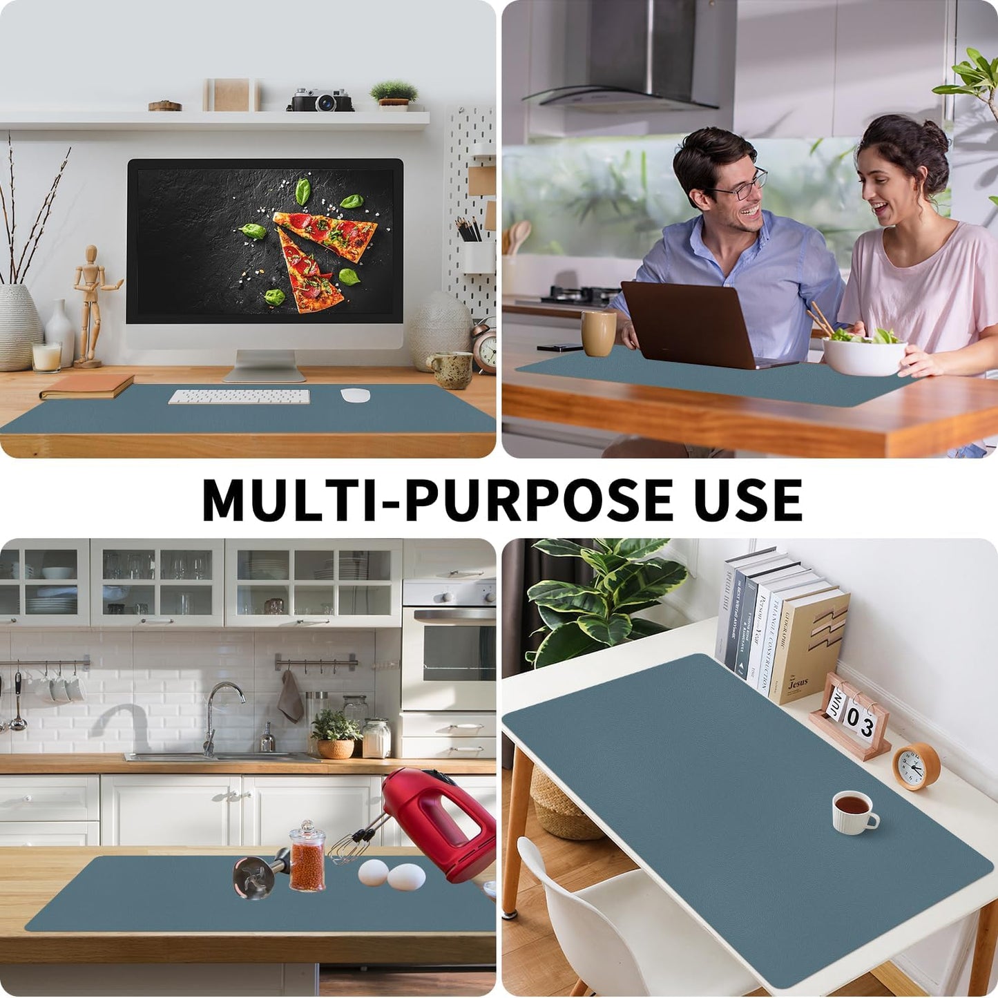 Bloss Light Blue Desk Mat 31.5x15.7, Desk Matt for Desktop, Waterproof Large Desk Mat, Computer Mat for Office/Home/Decor