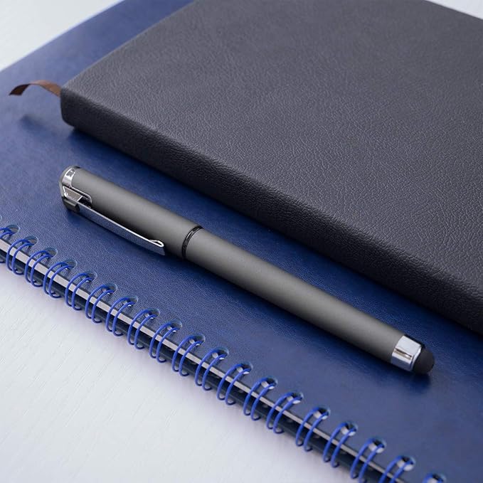 MiSiBao 0.7mm Black Ink Gel Ink Rollerball Pens 2 in 1 Medium Point Pens with Stylus Work Pen Smooth Writing for Office Black gel pen (Dark Grey-18pack)