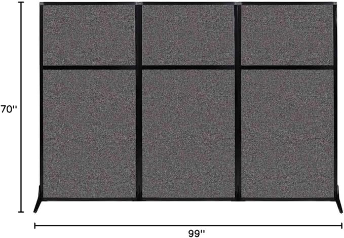 Versare Workstation Partition | Portable Wall Divider | Modern Office Cubicle | Free Standing Privacy Screen | Flexible Work Space | 99" x 70" Charcoal Gray Fabric Panels