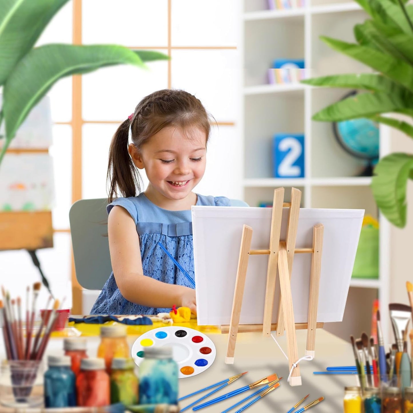 3 Pack 15 Inch Wood Easels, Easel Stand for Painting Canvases, Art, and Crafts, Tripod, Painting Party Easel, Kids Student Tabletop Easels for Painting, Portable Canvas Photo Picture Sign Holder