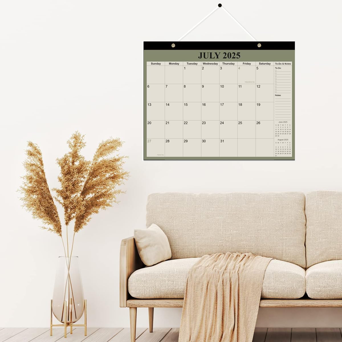 Desk Calendar 2025-2026 - 18 Months Calendar from July 2025 to December 2026, Calendar 2025-2026 with Thick Paper for Office Home School Organizing, 14" X 11", Green