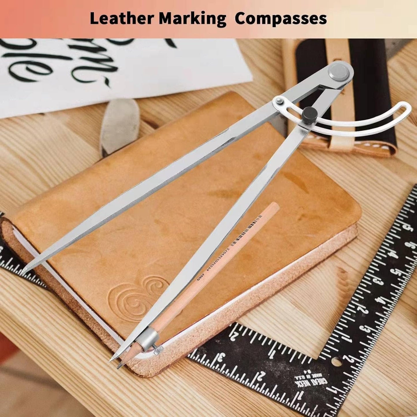 40 inch Compass for Geometry, Compass for Woodworking, Precision Woodworking Compass with Wing Divider and Pencil Holder, Large Compass for Geometry, Woodworking Compass, Drafting, Drawing Compass