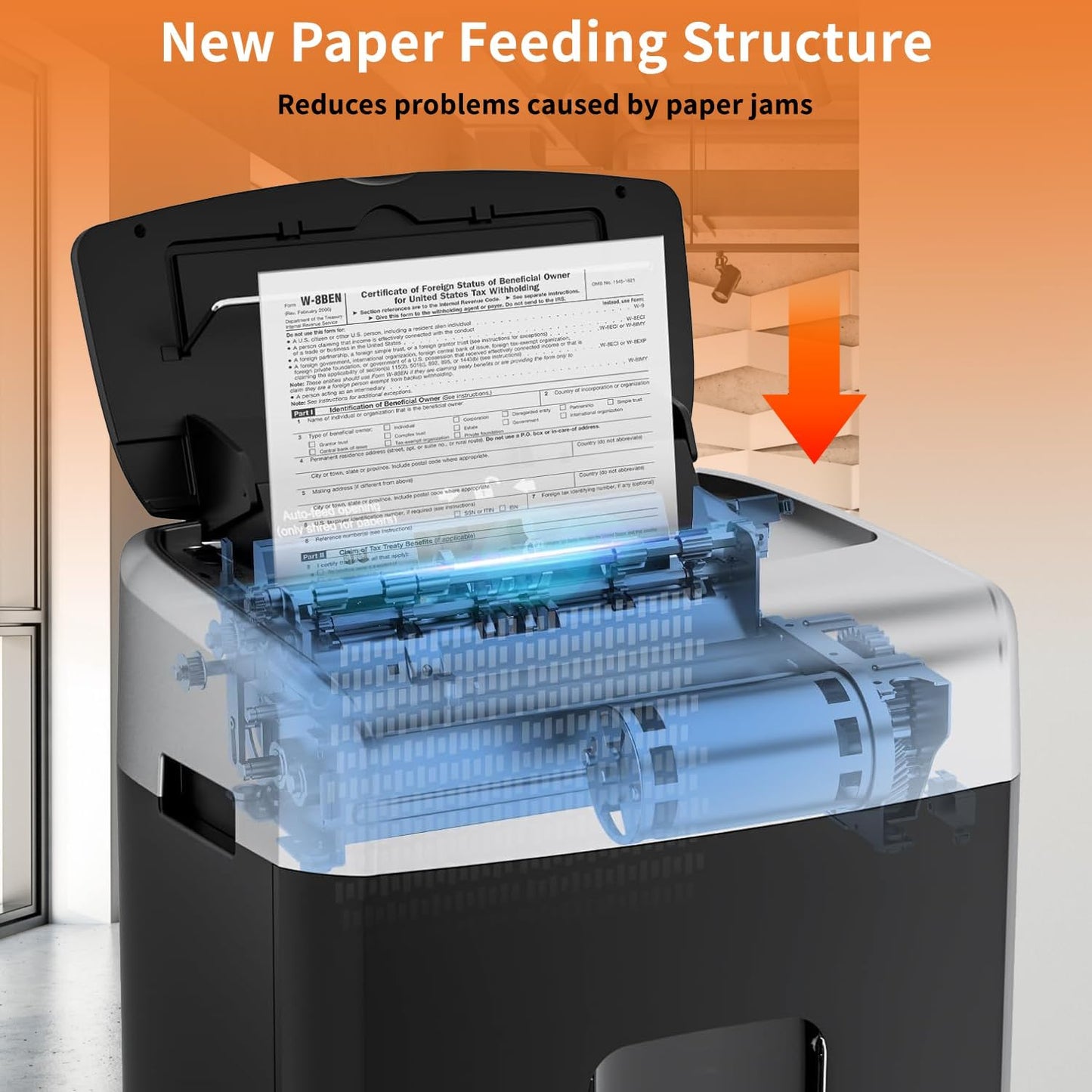 Bonsaii Heavy-Duty Paper Shredder for Home & Office - 110-Sheet Autofeed, Micro Cut, P-4 Security Level, 30-Minute Continuous Shred, 6-Gallon Bin