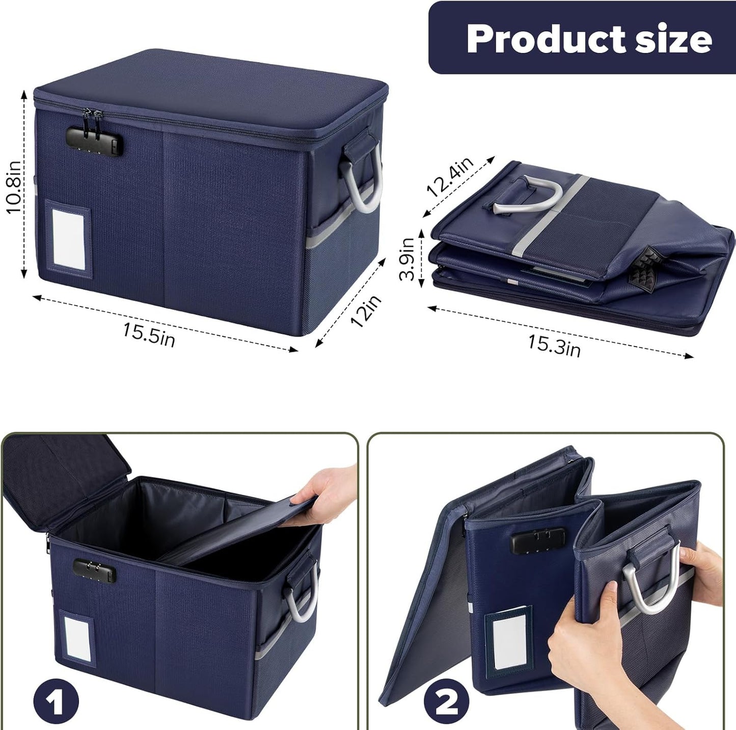 TOMKID Fireproof Document Box, Fire Proof Safe Box for Home Document Organizer with Lock, Fire Organizer Box Office Storage Cabinet for Hanging Letter/Legal Folder 16.1 x 12.9 x 11in (Blue)