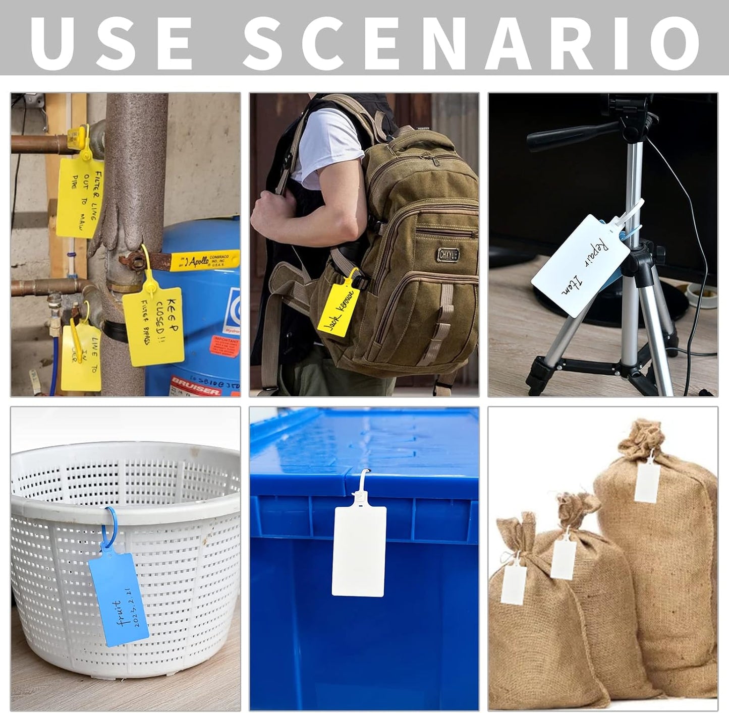 100 Green Plastic Writable Shipping Tags - Large, Waterproof, Hanging Labels with One Permanent Marker Pen