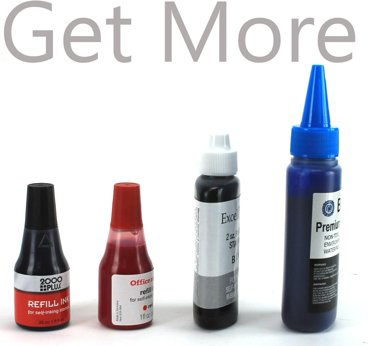 2X Black+ 1X Blue Stamp Ink Refill by BCH - Premium Grade -2.5 oz (75 ml) Ink Per Bottle (7.5 oz / 225 ml Total)