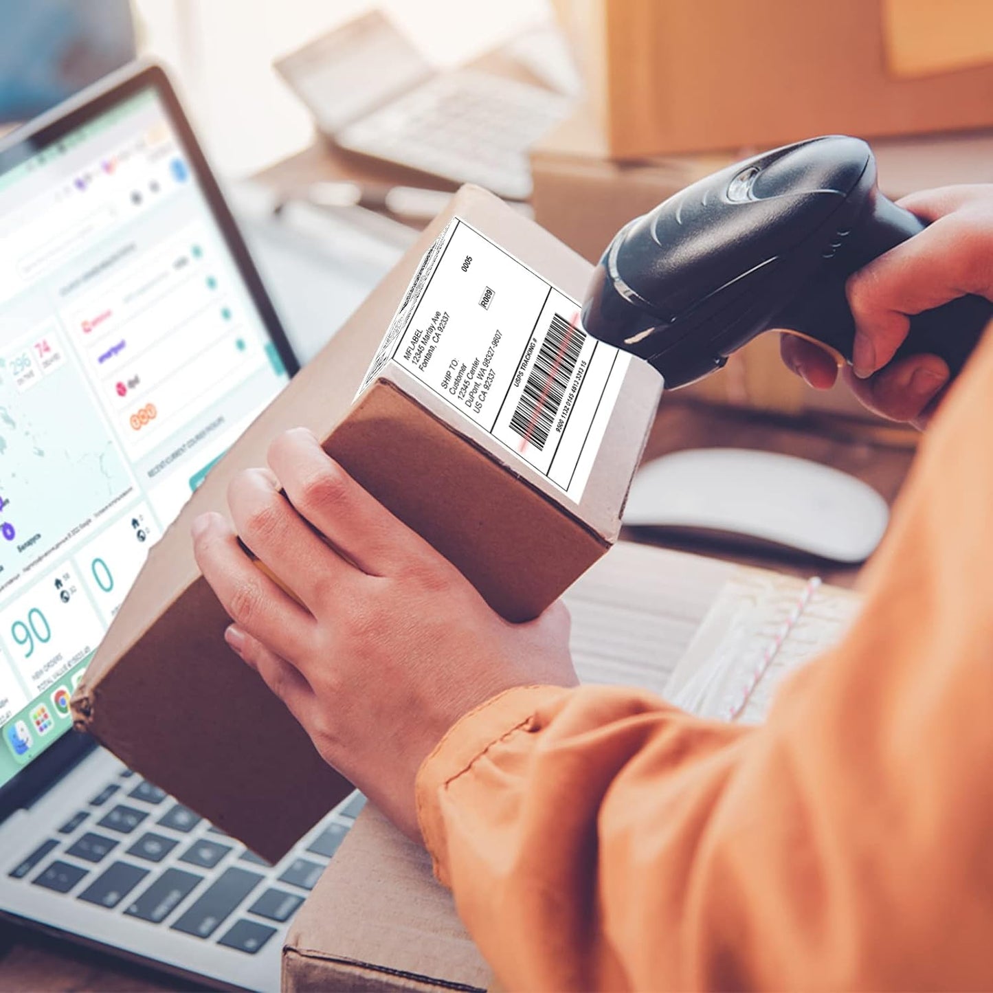 MFLABEL® Round Corner Half Sheet Shipping Labels 2-UP Click-n-Ship Mailing Postage Labels(200Labels)